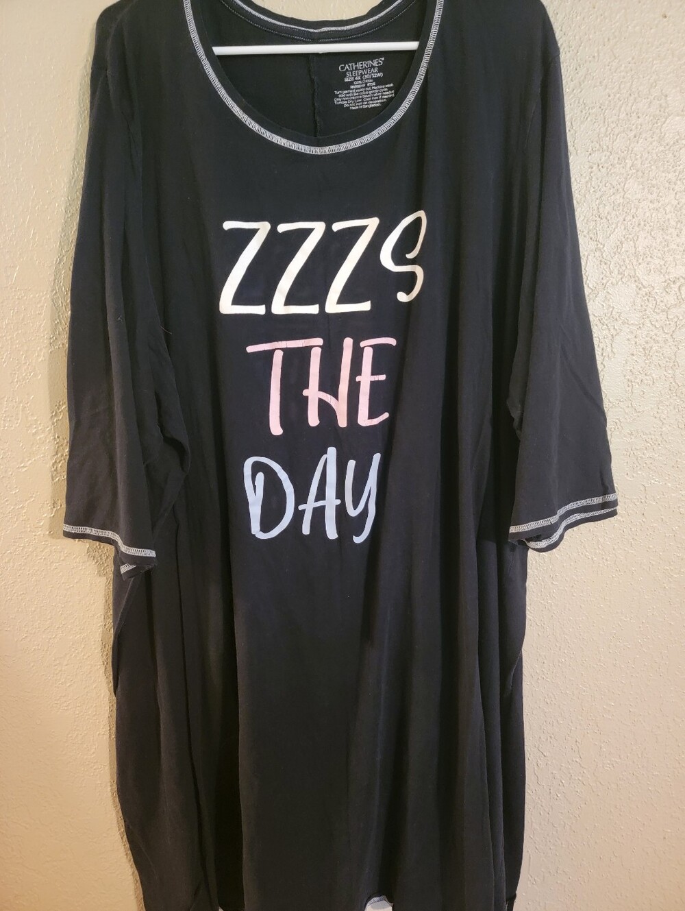 Catherines Black 'ZZZs The Day' Nightshirt with Pink & Light Blue Lettering